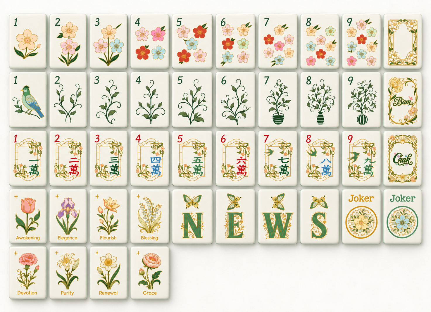 Complete original Mahjong tile system