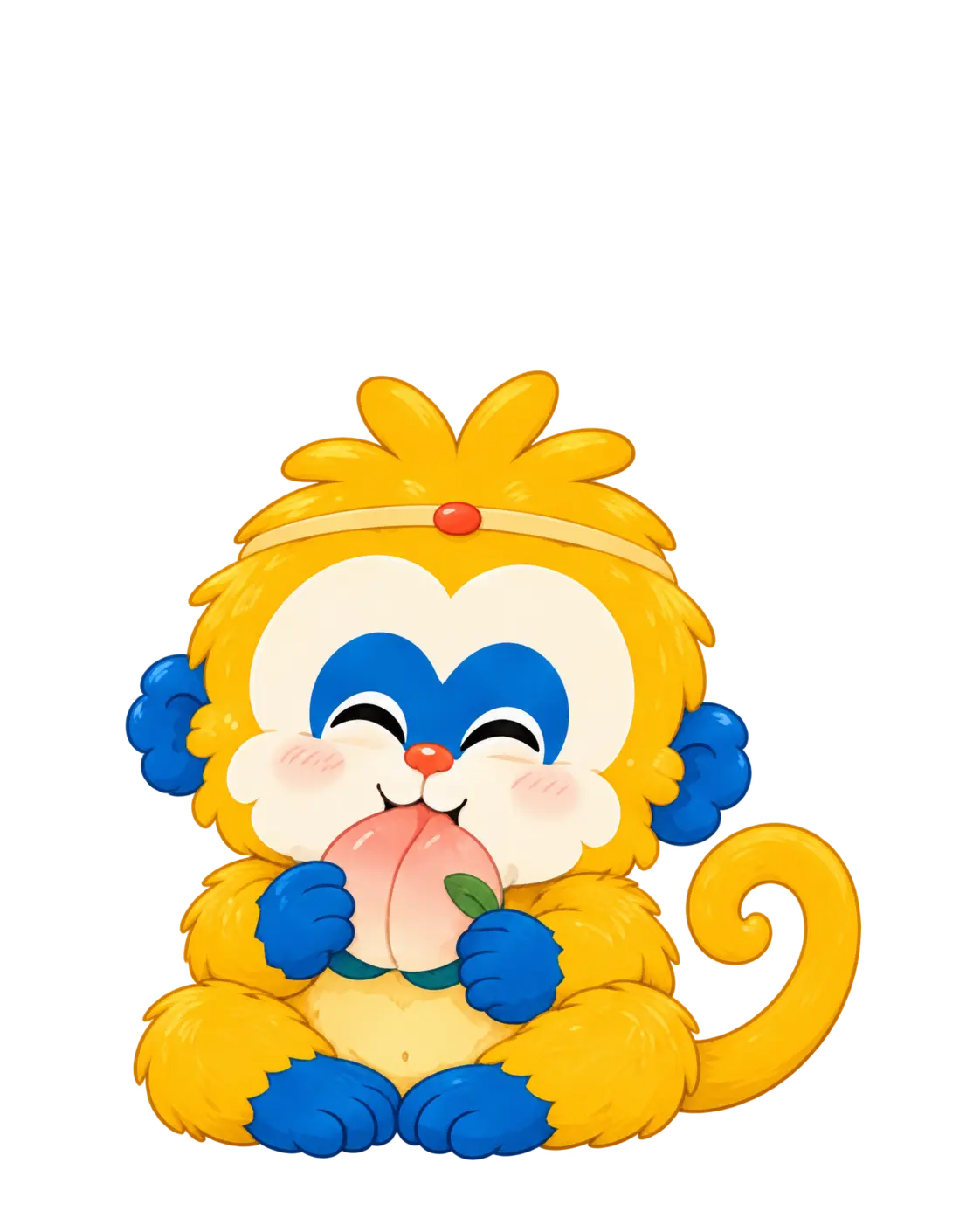 Golden Monkey holding a peach