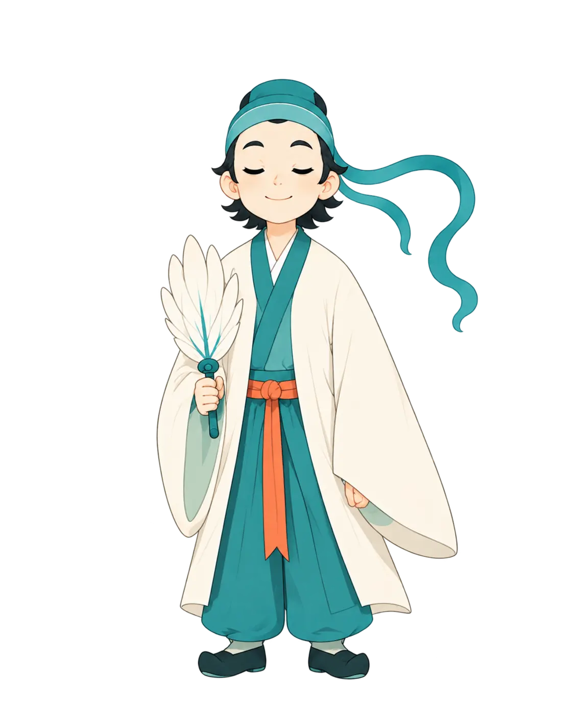 Young Zhuge Liang holding a feather fan
